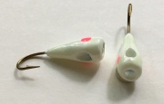 Fisherbeck Panfish, Bluegill and Crappie Jig #8 - White Glo with Pink Eye Glow in the Dark