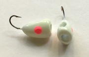 Fisherbeck Panfish, Bluegill and Crappie Jig #16 - White Glo with Pink Eye Glow in the Dark